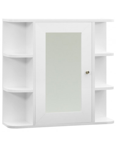 Armadietto a Specchio Bianco 66x17x63 cm in MDF
