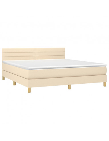 Giroletto a Molle con Materasso Crema 180x200 cm in Tessuto