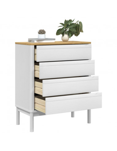 Cassettiera FLORO Bianca in Legno Massello di Pino