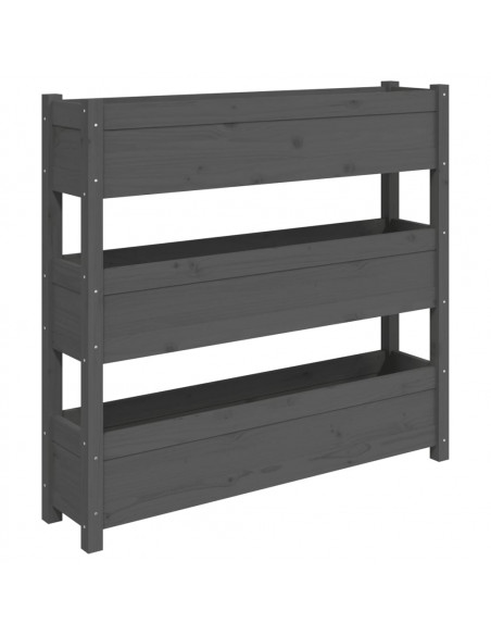 Fioriera Grigia 112x25x104,5 cm in Legno Massello di Pino