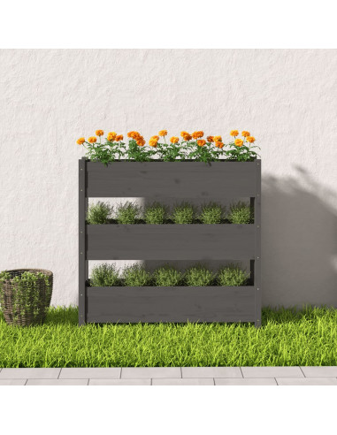 Fioriera Grigia 112x25x104,5 cm in Legno Massello di Pino