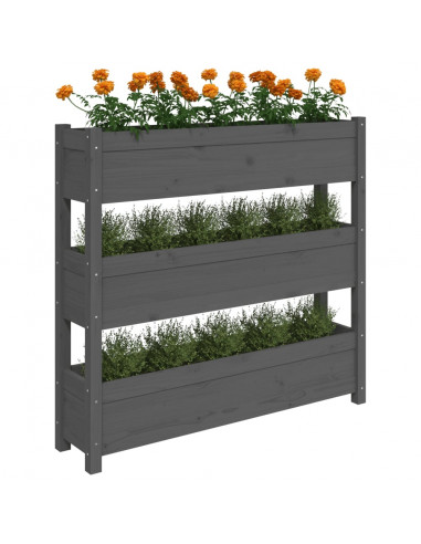 Fioriera Grigia 112x25x104,5 cm in Legno Massello di Pino