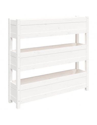 Fioriera Bianca 112x25x104,5 cm in Legno Massello di Pino