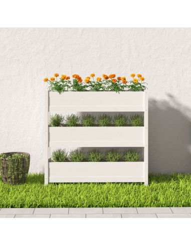 Fioriera Bianca 112x25x104,5 cm in Legno Massello di Pino