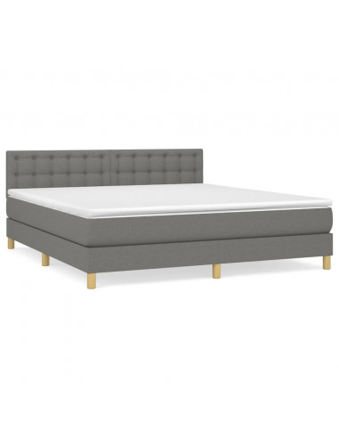 Giroletto a Molle con Materasso Grigio Scuro 180x200 cm Tessuto