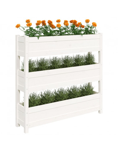 Fioriera Bianca 112x25x104,5 cm in Legno Massello di Pino