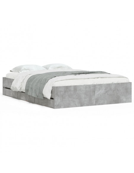 Giroletto Cassetti Grigio Cemento 135x190 cm Legno Multistrato