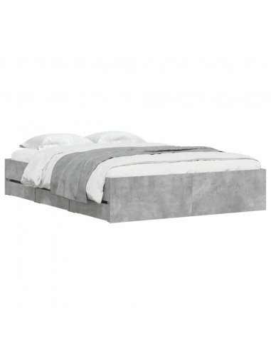 Giroletto Cassetti Grigio Cemento 135x190 cm Legno Multistrato