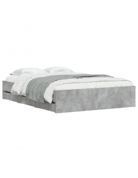 Giroletto Cassetti Grigio Cemento 135x190 cm Legno Multistrato