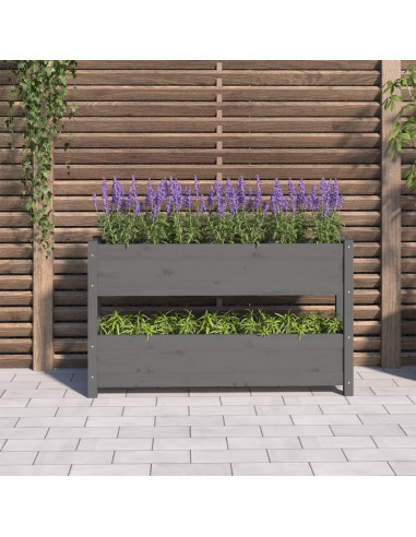 Fioriera Grigia 112x25x66 cm in Legno Massello di Pino