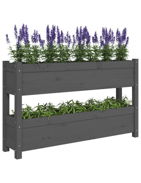 Fioriera Grigia 112x25x66 cm in Legno Massello di Pino