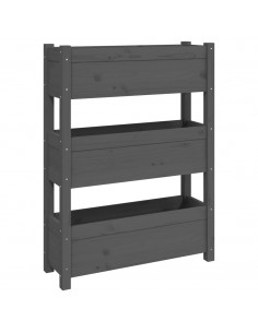 Fioriera Grigia 77x25x104,5 cm in Legno Massello di Pino 2