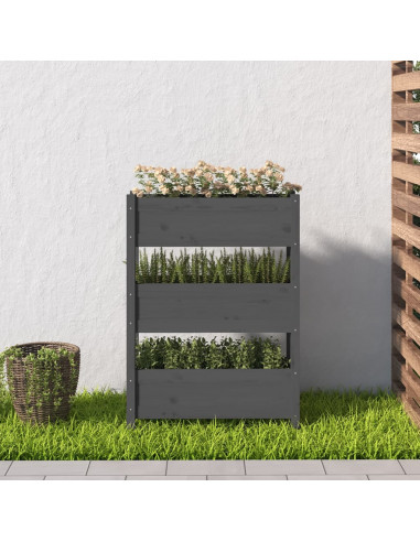 Fioriera Grigia 77x25x104,5 cm in Legno Massello di Pino