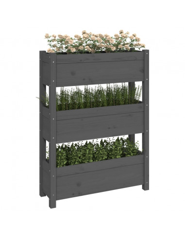 Fioriera Grigia 77x25x104,5 cm in Legno Massello di Pino