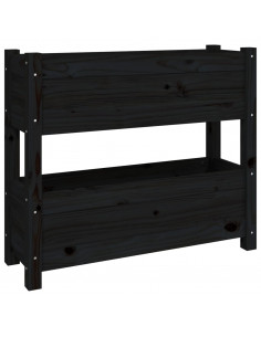 Fioriera Nera 77x25x66 cm in Legno Massello di Pino 2