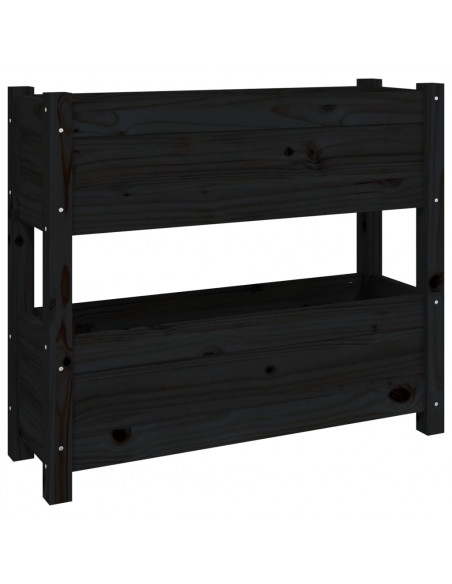 Fioriera Nera 77x25x66 cm in Legno Massello di Pino