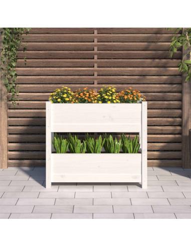 Fioriera Bianca 77x25x66 cm in Legno Massello di Pino