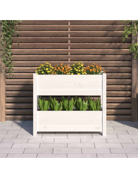 Fioriera Bianca 77x25x66 cm in Legno Massello di Pino