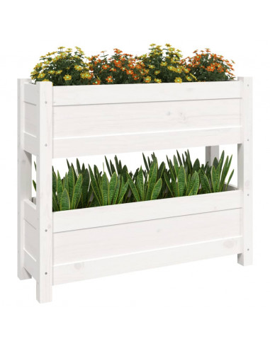 Fioriera Bianca 77x25x66 cm in Legno Massello di Pino