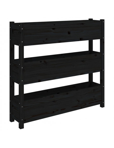 Fioriera Nera 112x25x104,5 cm in Legno Massello di Pino