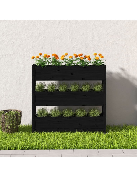 Fioriera Nera 112x25x104,5 cm in Legno Massello di Pino