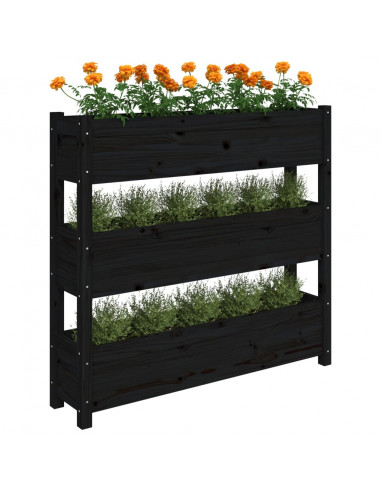 Fioriera Nera 112x25x104,5 cm in Legno Massello di Pino