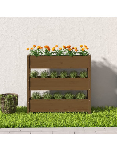 Fioriera Miele 112x25x104,5 cm in Legno Massello di Pino