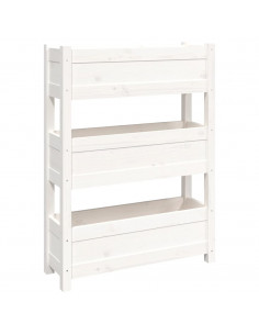 Fioriera Bianca 77x25x104,5 cm in Legno Massello di Pino 2