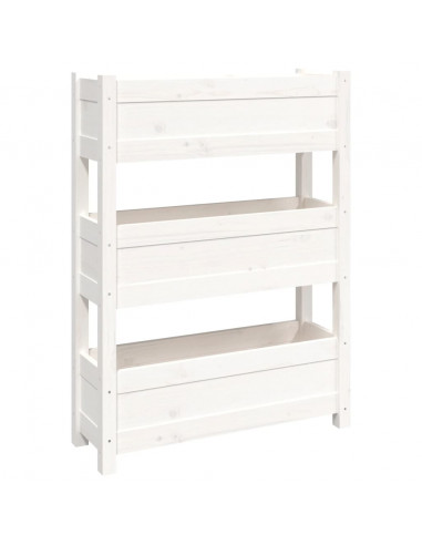 Fioriera Bianca 77x25x104,5 cm in Legno Massello di Pino