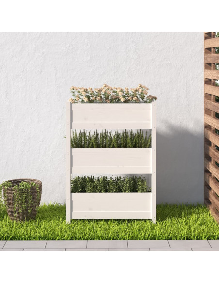 Fioriera Bianca 77x25x104,5 cm in Legno Massello di Pino