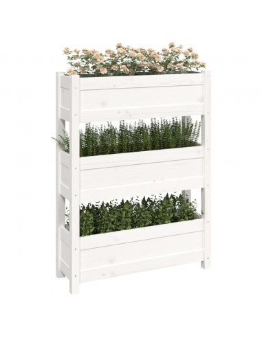 Fioriera Bianca 77x25x104,5 cm in Legno Massello di Pino