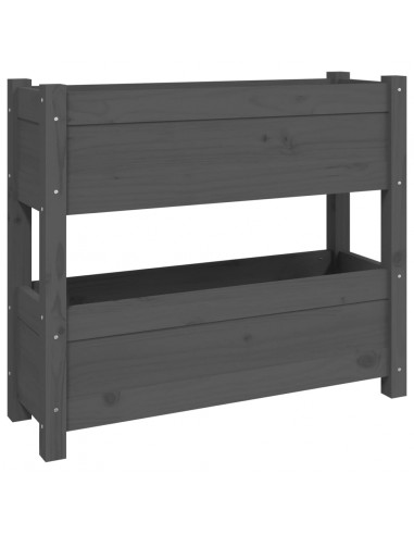 Fioriera Grigia 77x25x66 cm in Legno Massello di Pino