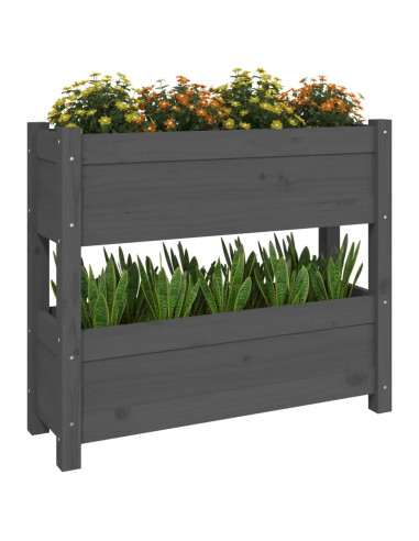 Fioriera Grigia 77x25x66 cm in Legno Massello di Pino