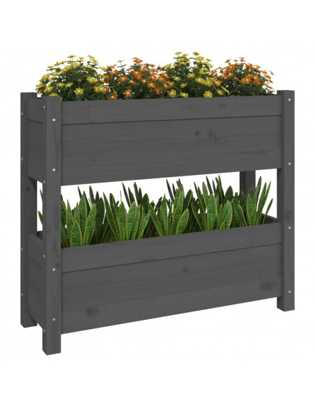 Fioriera Grigia 77x25x66 cm in Legno Massello di Pino