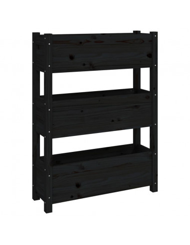 Fioriera Nera 77x25x104,5 cm in Legno Massello di Pino