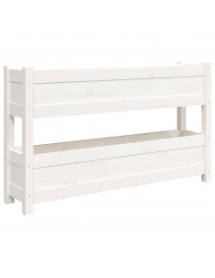 Fioriera Bianca 112x25x66 cm in Legno Massello di Pino 2