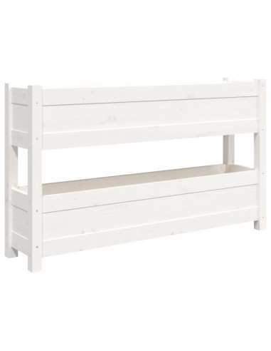 Fioriera Bianca 112x25x66 cm in Legno Massello di Pino