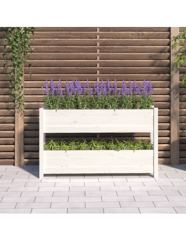 Fioriera Bianca 112x25x66 cm in Legno Massello di Pino