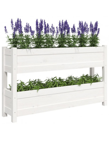 Fioriera Bianca 112x25x66 cm in Legno Massello di Pino