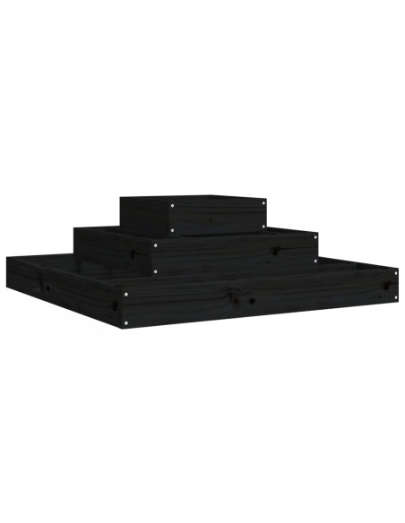 Fioriera Nera 80x80x27 cm in Legno Massello di Pino