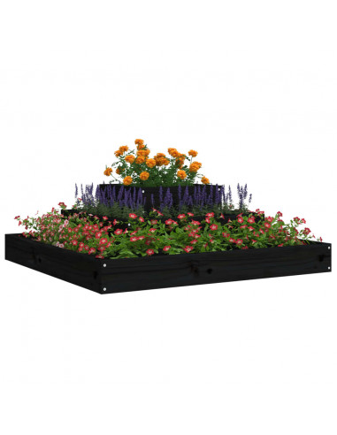 Fioriera Nera 80x80x27 cm in Legno Massello di Pino