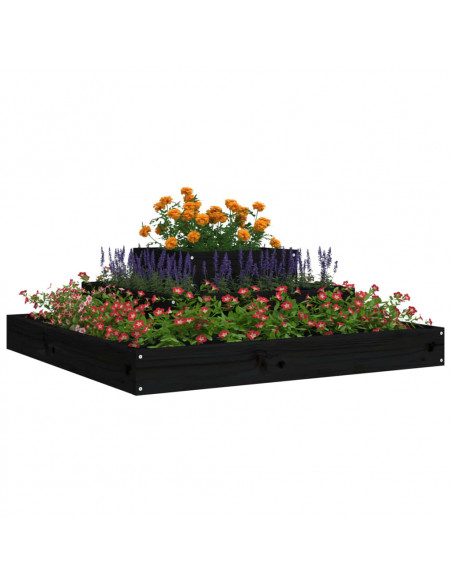 Fioriera Nera 80x80x27 cm in Legno Massello di Pino
