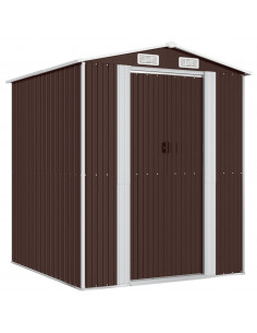 Capanno da Giardino Marrone Scuro 192x191x223cm Acciaio Zincato 2