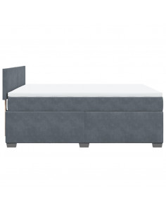 Giroletto a Molle con Materasso Grigio Scuro 140x190 cm Velluto