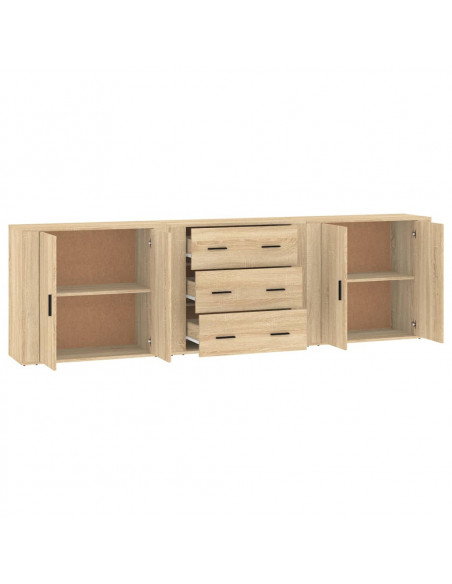 Credenze 3 pz Rovere Sonoma in Legno Multistrato