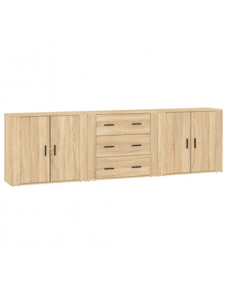 Credenze 3 pz Rovere Sonoma in Legno Multistrato