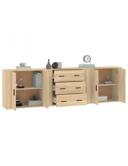 Credenze 3 pz Rovere Sonoma in Legno Multistrato