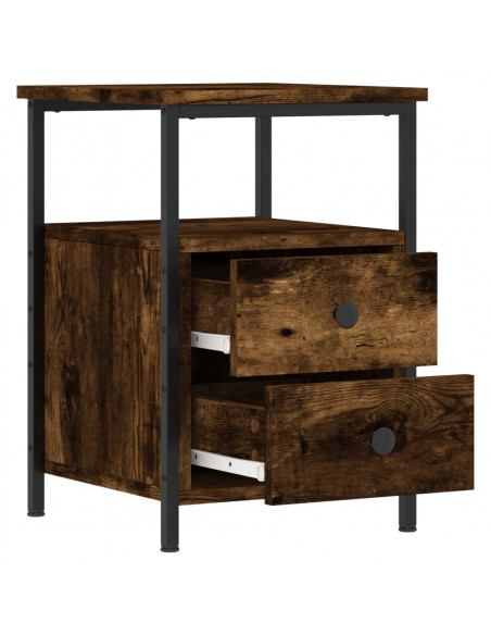 Comodini 2 pz Rovere Fumo 34x35,5x50 cm in Legno Multistrato