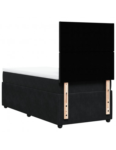 Giroletto a Molle con Materasso Nero 80x200 cm in Velluto