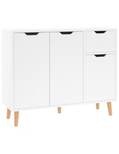 Credenza Bianco Lucido 90x30x72 cm in Legno Multistrato